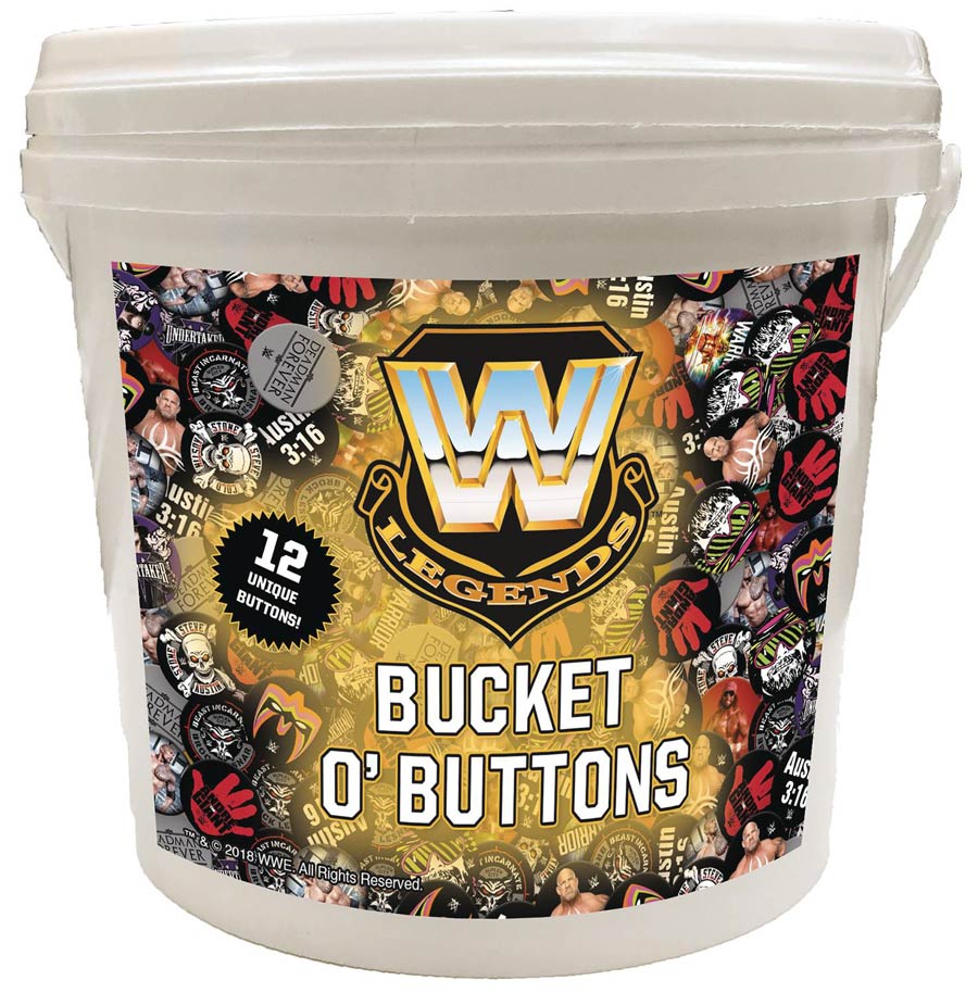 WWE Legends Button 144-Piece Bucket-O-Button Assortment Case