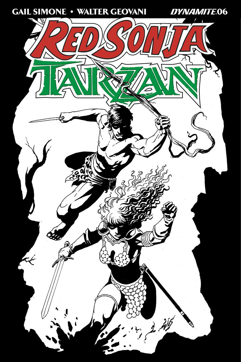 Red Sonja Tarzan #6 Cover E Incentive Walter Geovani Black & White Cover