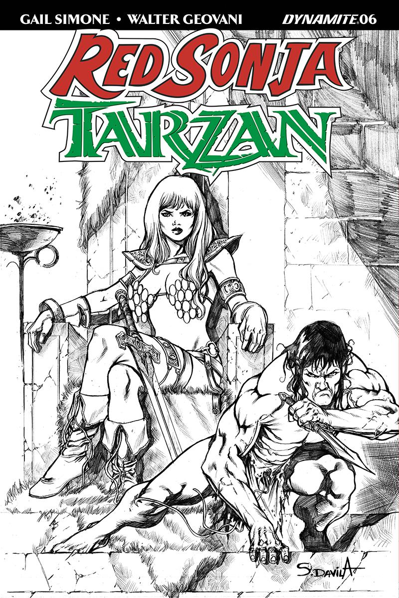 Red Sonja Tarzan #6 Cover F Incentive Sergio Davila Black & White Cover