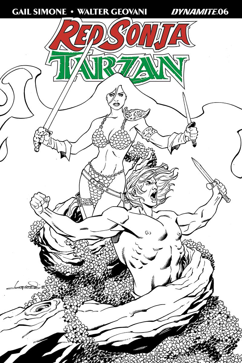 Red Sonja Tarzan #6 Cover G Incentive Aaron Lopresti Black & White Cover