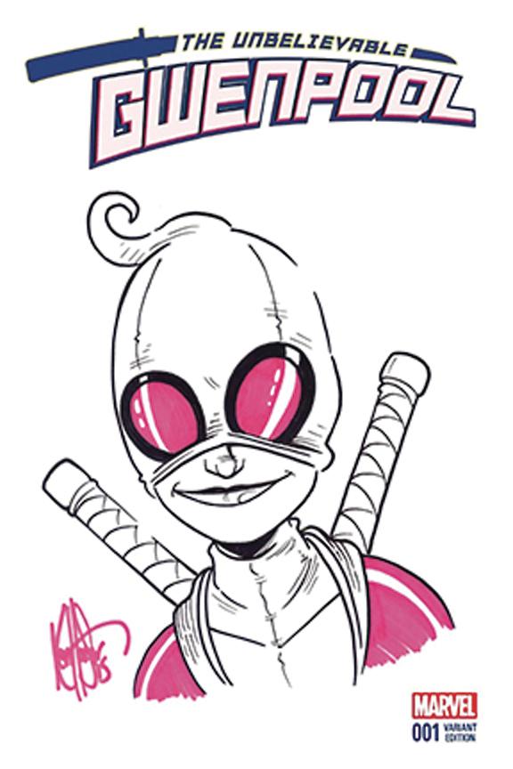 Gwenpool #1 Cover N DF Ultra-Limited Pink Edition Signed & Remarked By Ken Haeser
