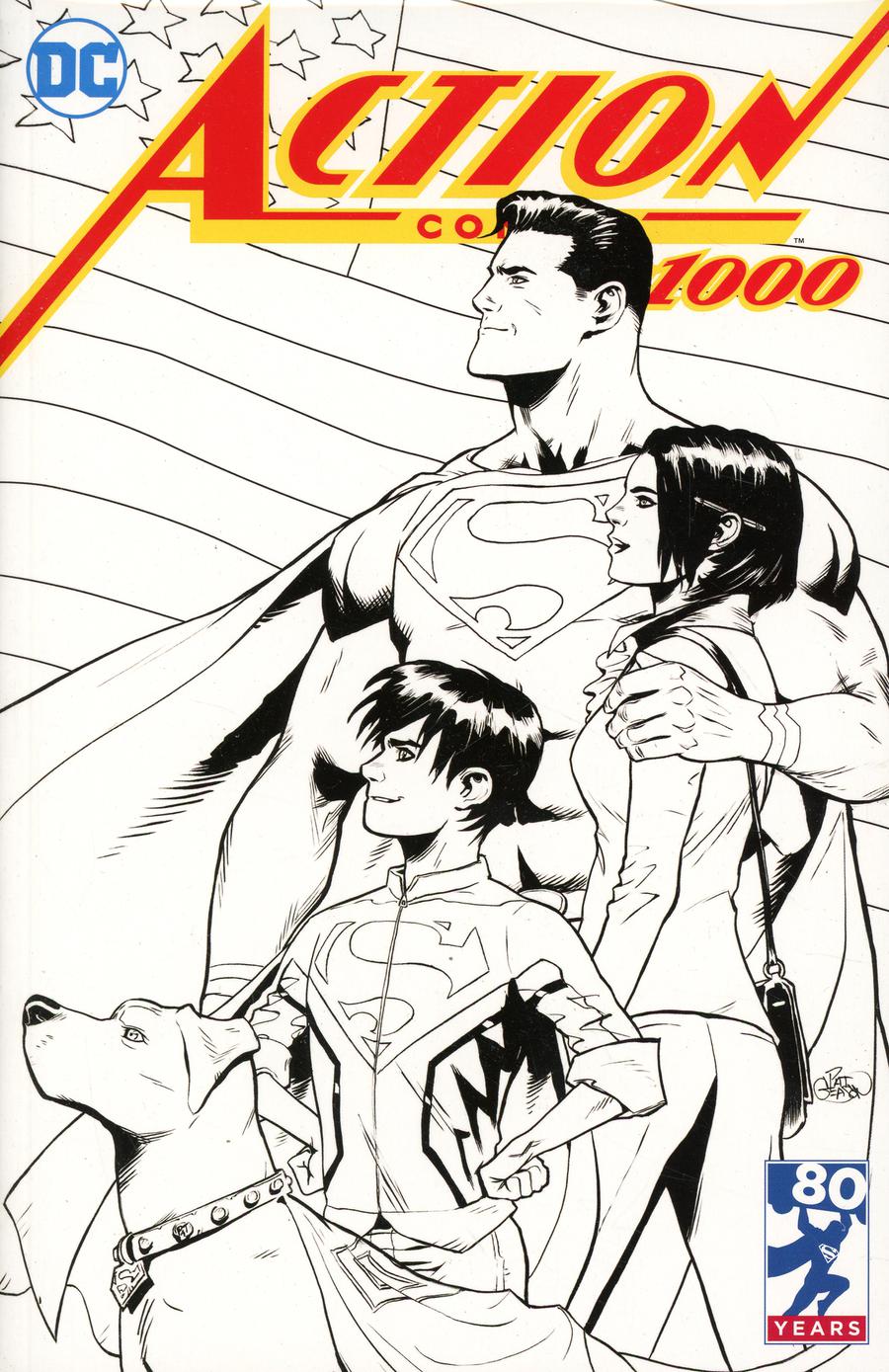 Action Comics Vol 2 #1000 Cover Z-Z-A DF Newbury Comics Exclusive Patrick Gleason Black & White Variant Cover