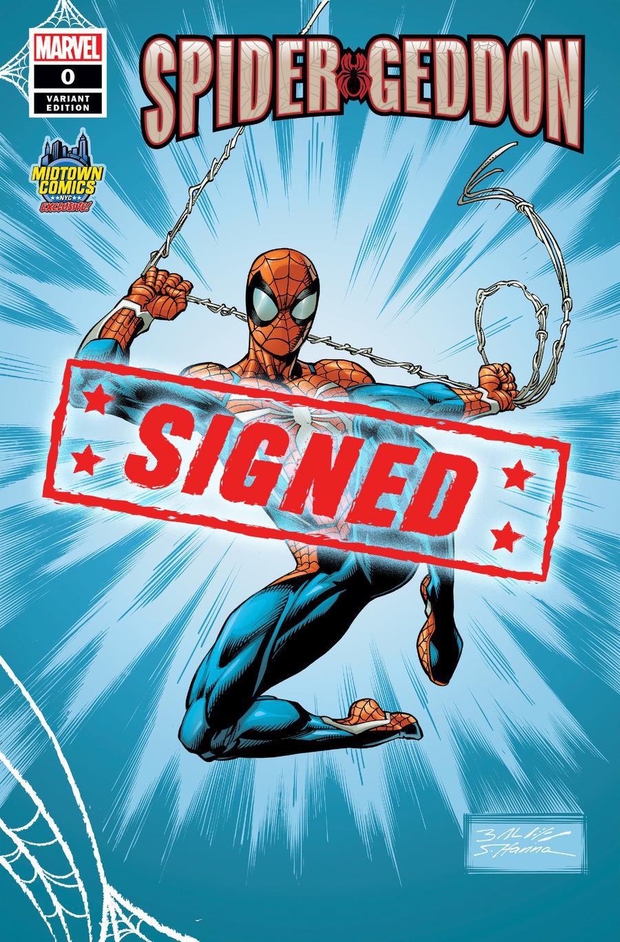Spider-Geddon #0  Midtown Exclusive Cover C Mark Bagley PS4 Costume Variant Cover Signed By Mark Bagley