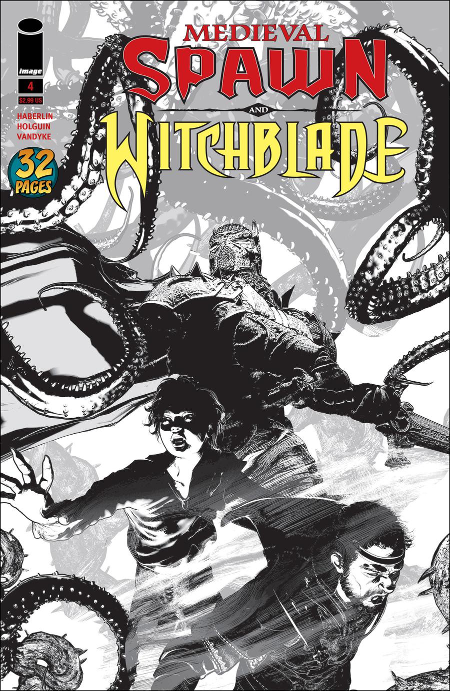 Medieval Spawn Witchblade Vol 2 #4 Cover B Variant Brian Haberlin Black & White Cover