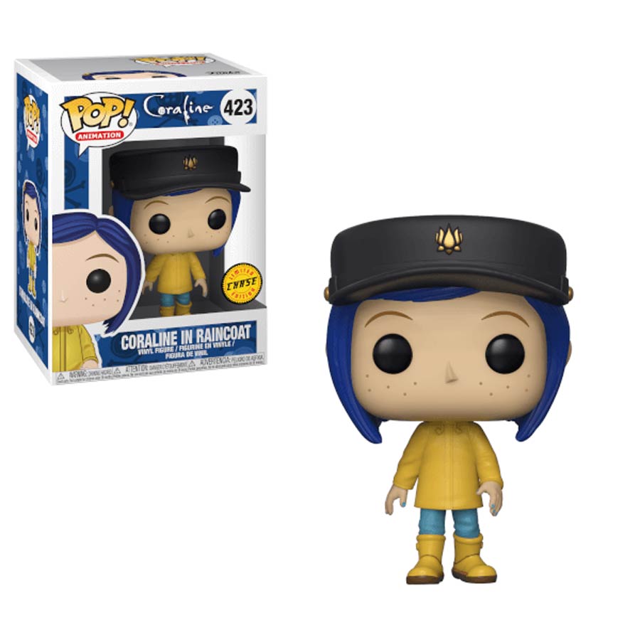 POP Movies 423 Coraline Coraline In Raincoat Chase Vinyl Figure
