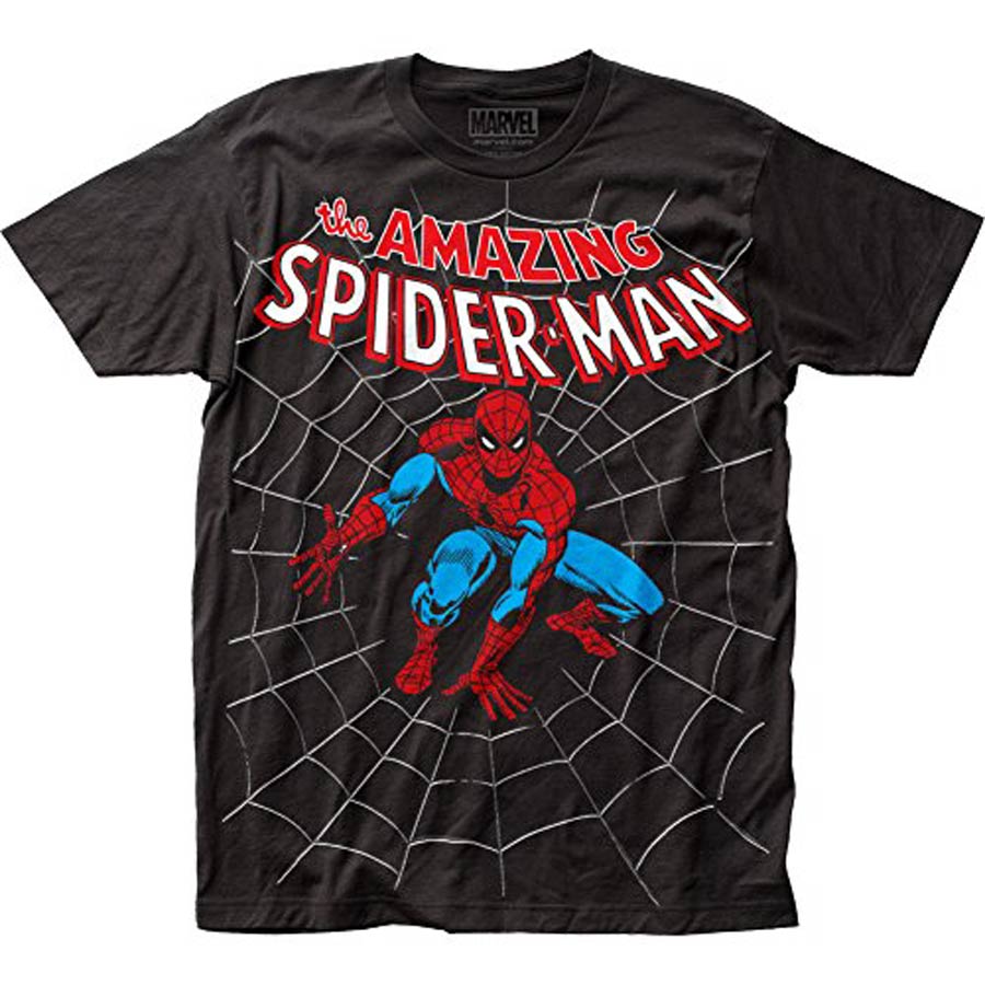 Spider-Man Amazing Big Print Subway Black Mens T-Shirt Large