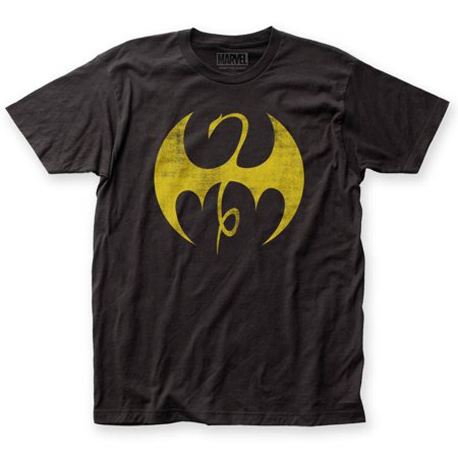 Iron Fist Distressed Logo Fitted Jersey Black Mens T-Shirt Large
