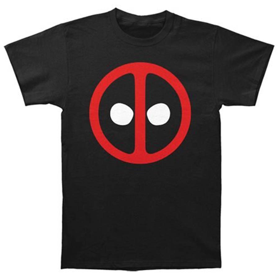 Deadpool Logo Fitted Jersey Black Mens T-Shirt Large