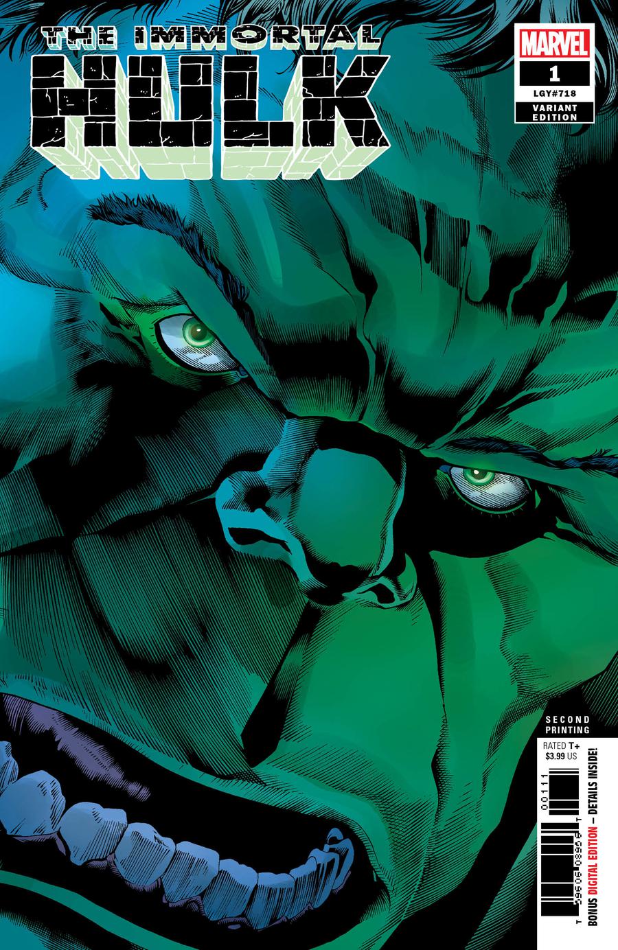 Immortal Hulk #1 Cover I 3rd Ptg Variant Joe Bennett Cover