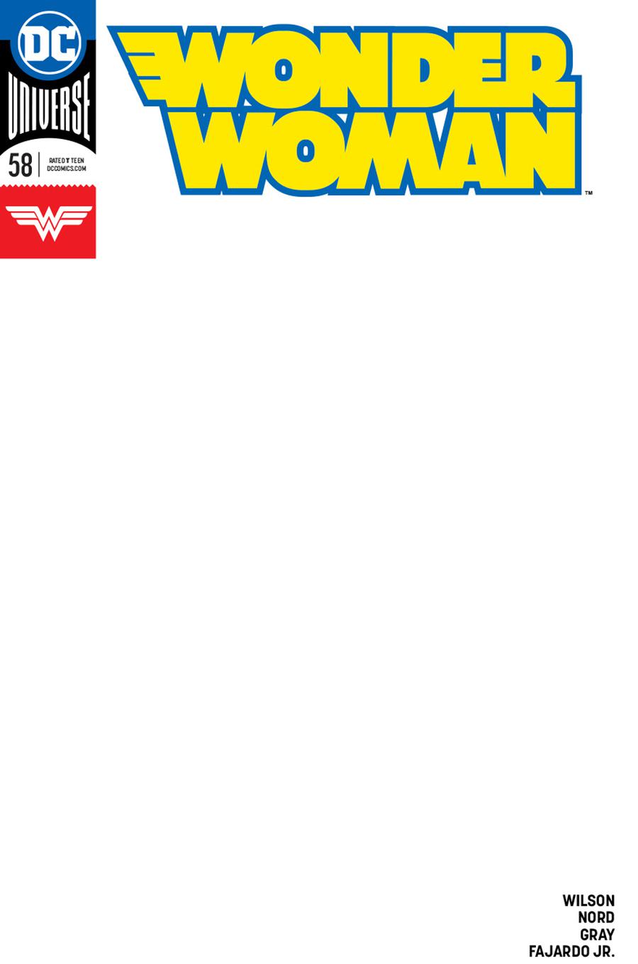 Wonder Woman Vol 5 #58 Cover C Variant Blank Cover