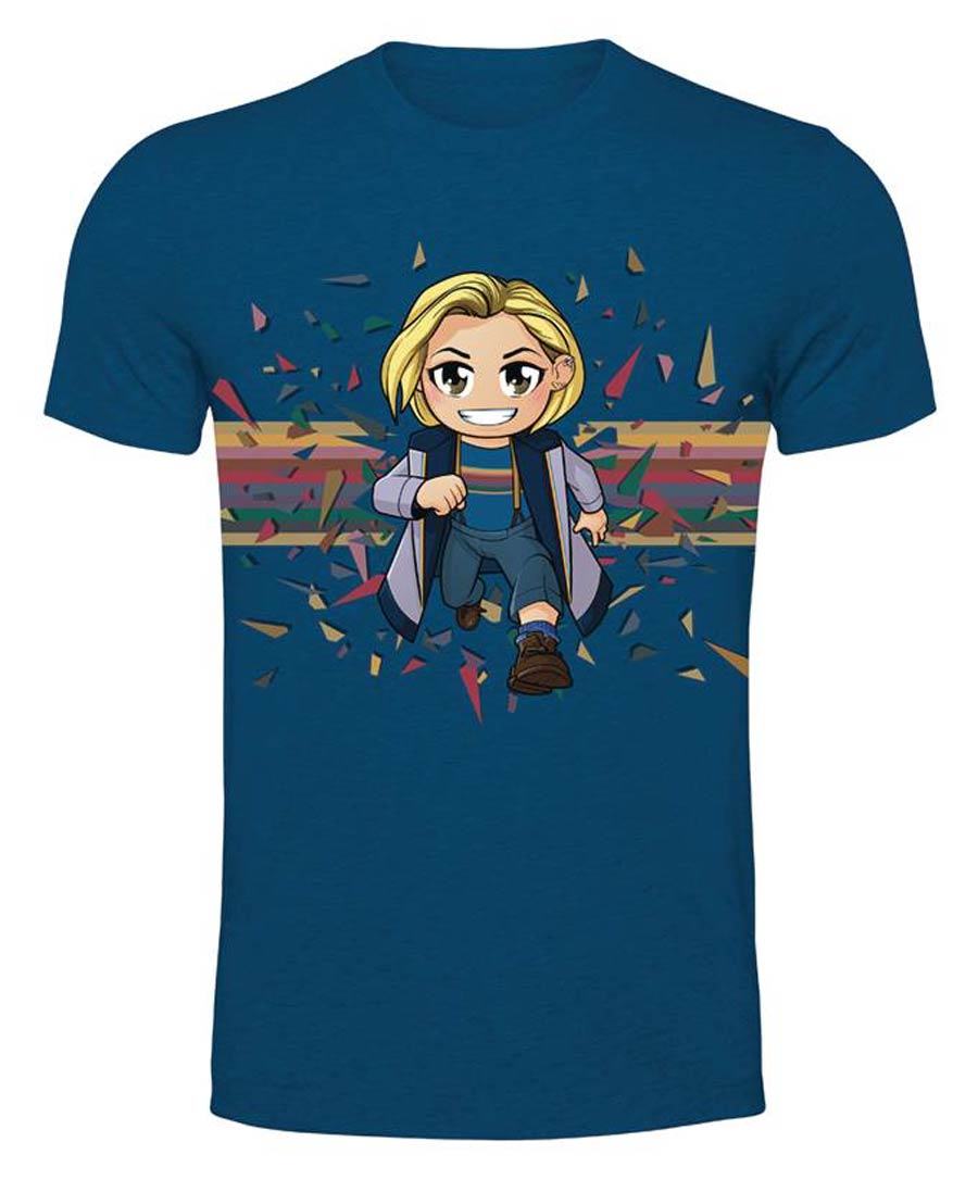 Doctor Who Kawaii Thirteen Doctor SDCC 2018 Blue T-Shirt Large