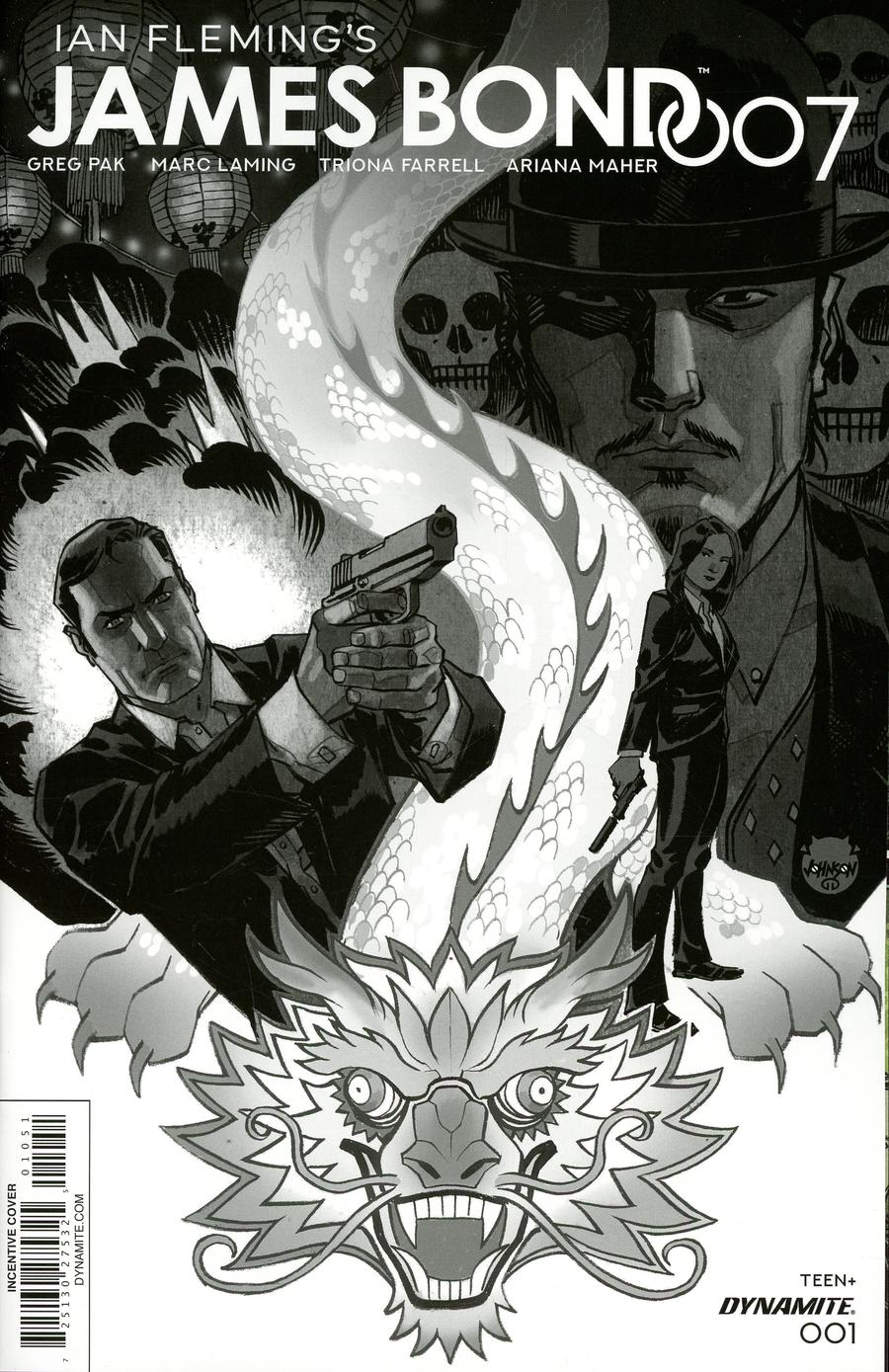 James Bond 007 #1 Cover E Incentive Dave Johnson Black & White Cover