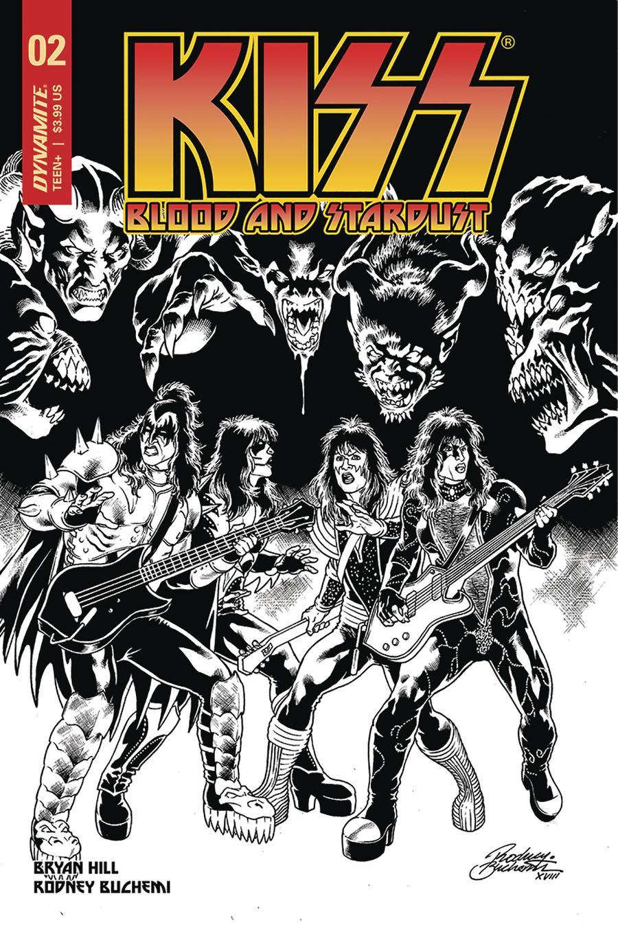 KISS Blood And Stardust #2 Cover E Incentive Rodney Buchemi Black & White Cover