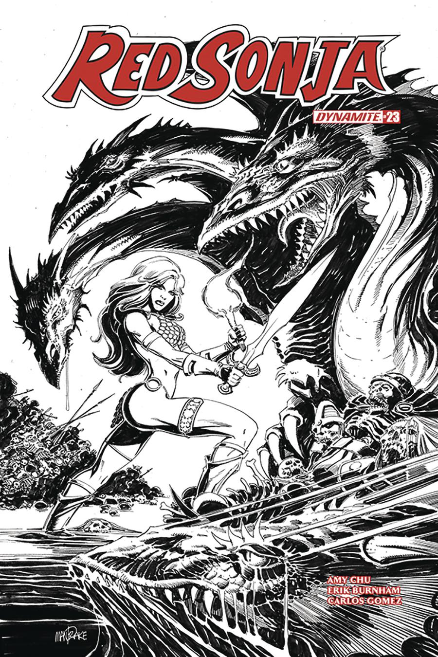 Red Sonja Vol 7 #23 Cover H Incentive Tom Mandrake Black & White Cover