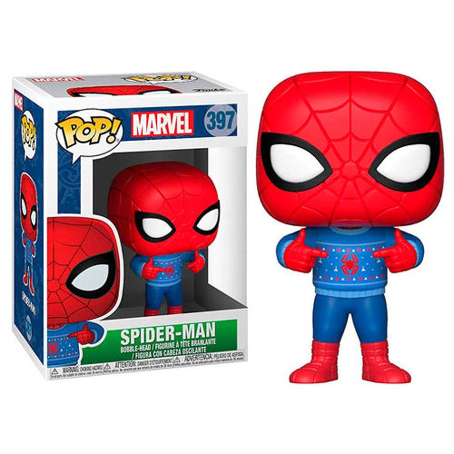 POP Marvel Holiday 397 Spider-Man With Ugly Sweater Vinyl Bobble Head