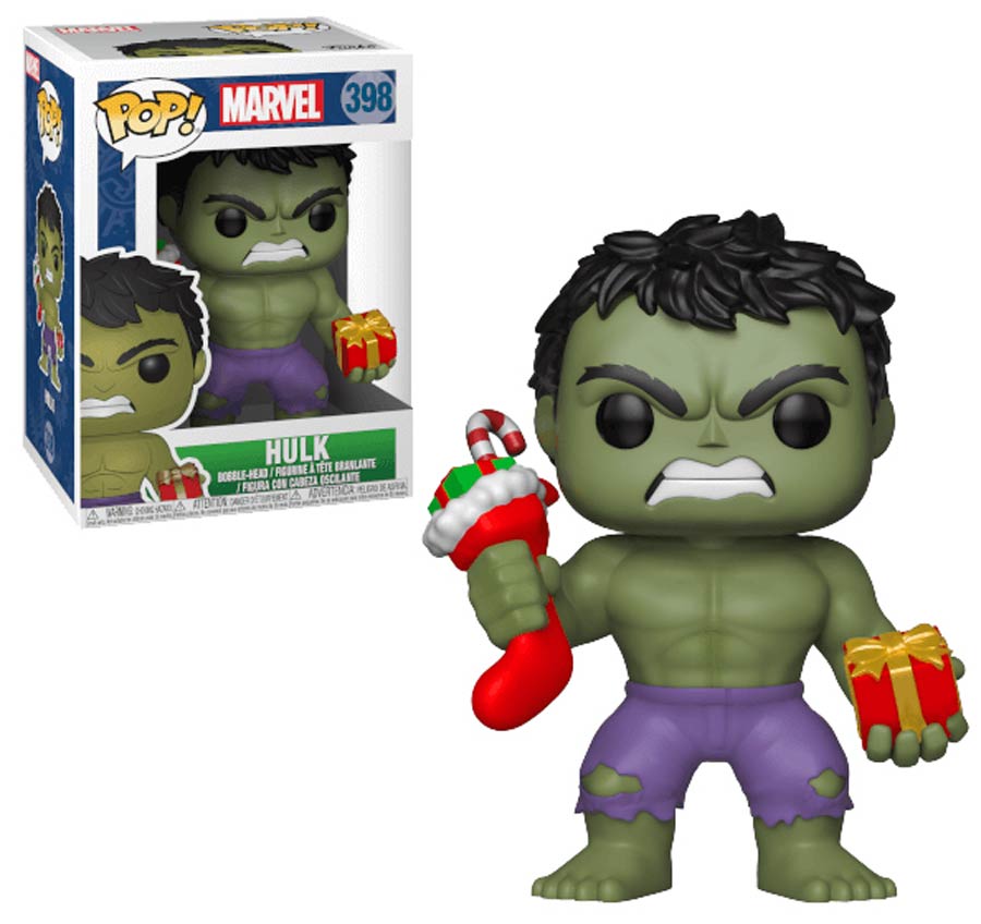 POP Marvel Holiday 398 Hulk With Stocking And Plush Vinyl Bobble Head