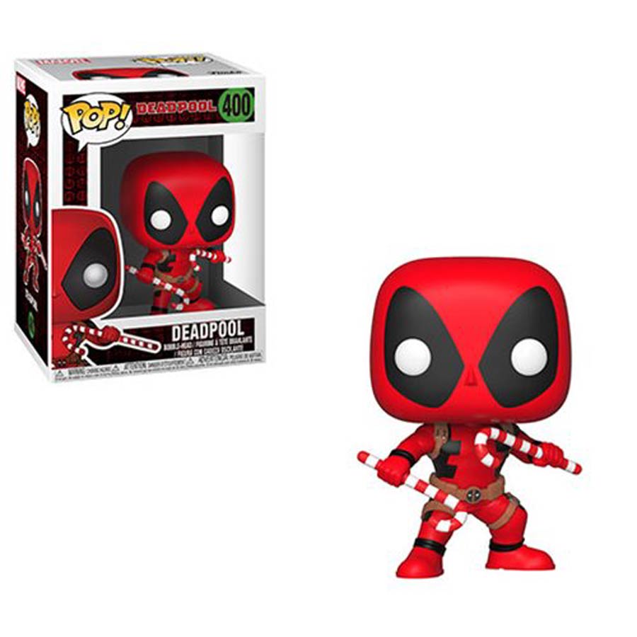 POP Marvel Holiday 400 Deadpool With Candy Canes Vinyl Bobble Head