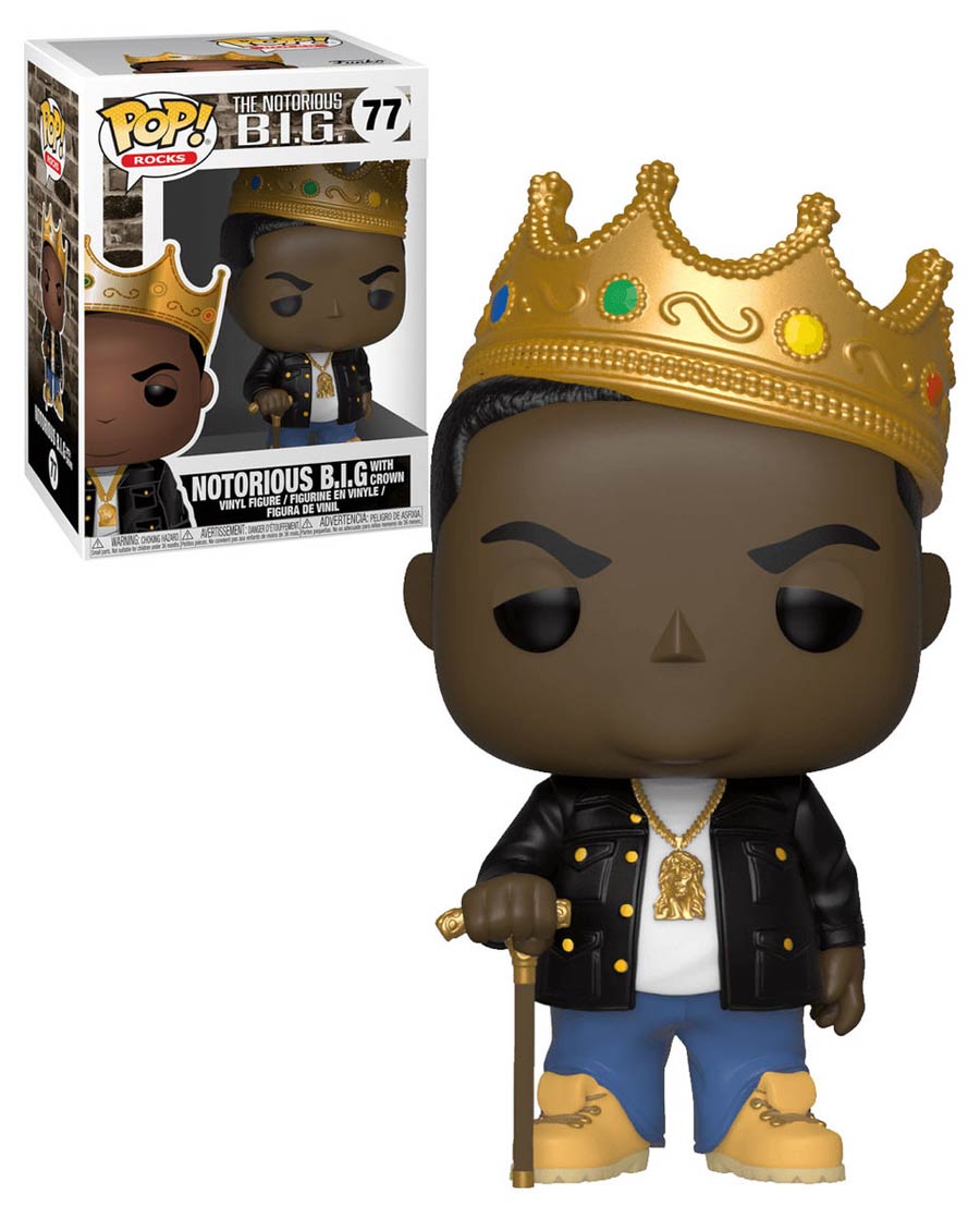 POP Rocks Music 77 Notorious B.I.G. Crown No Glasses Vinyl Figure