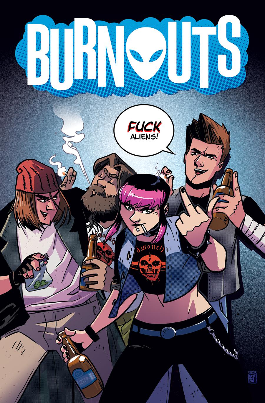 Burnouts #1 Cover C Variant Geoffo CBLDF Charity Uncensored Cover