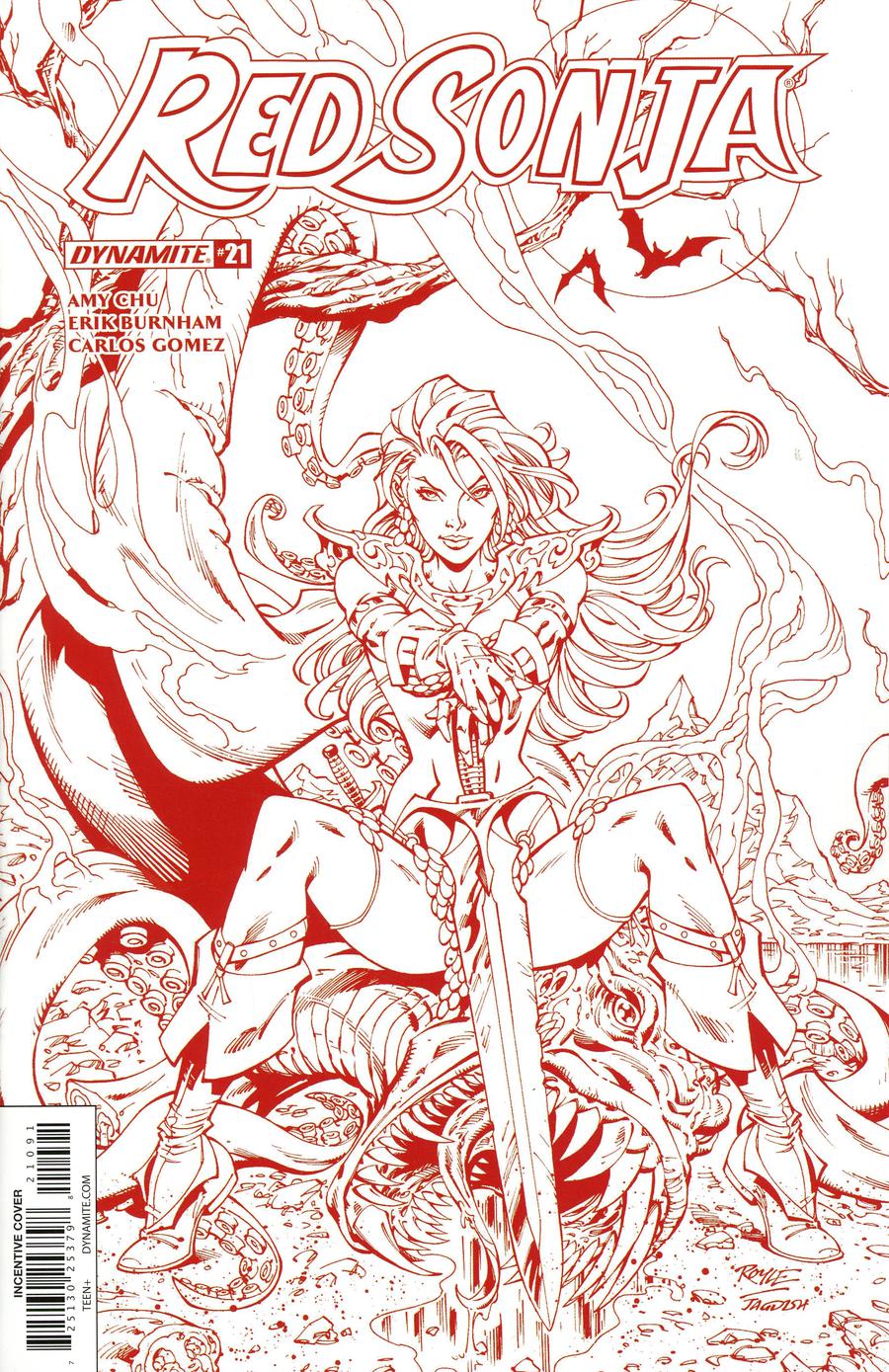 Red Sonja Vol 7 #21 Cover I Incentive John Royle Blood Red Black & White Cover