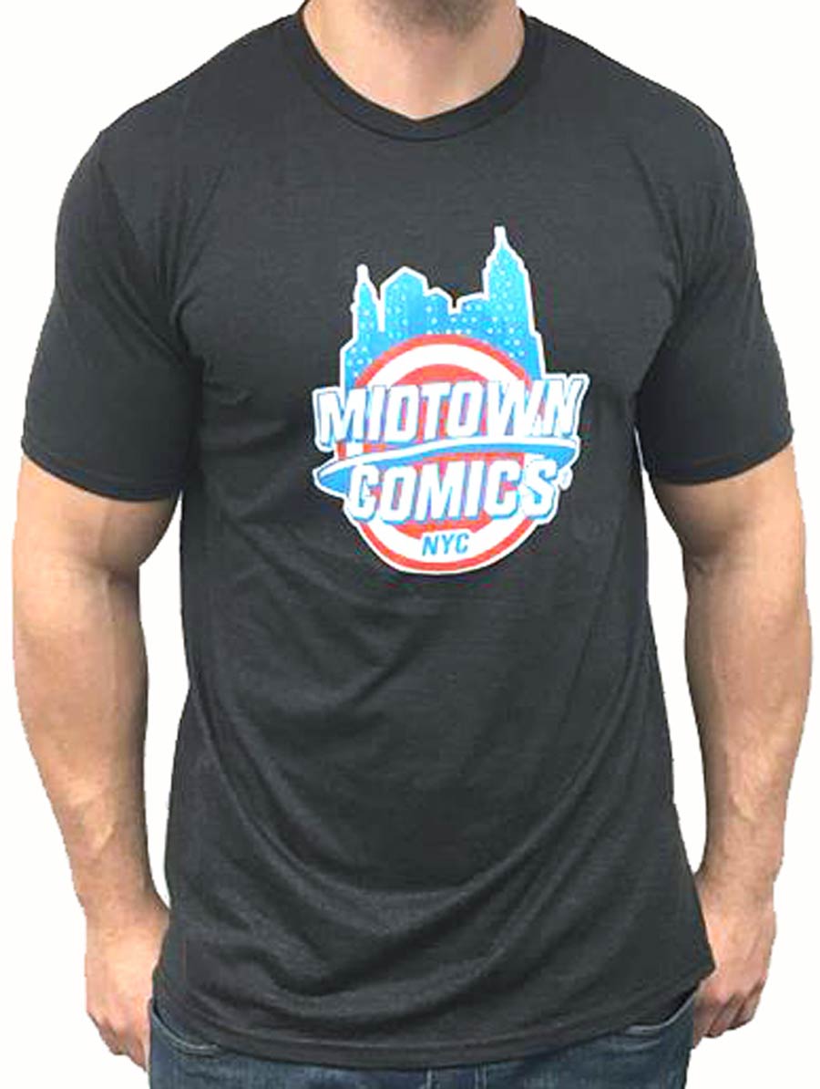 Midtown Comics Shield Logo Mens Black T-Shirt Large