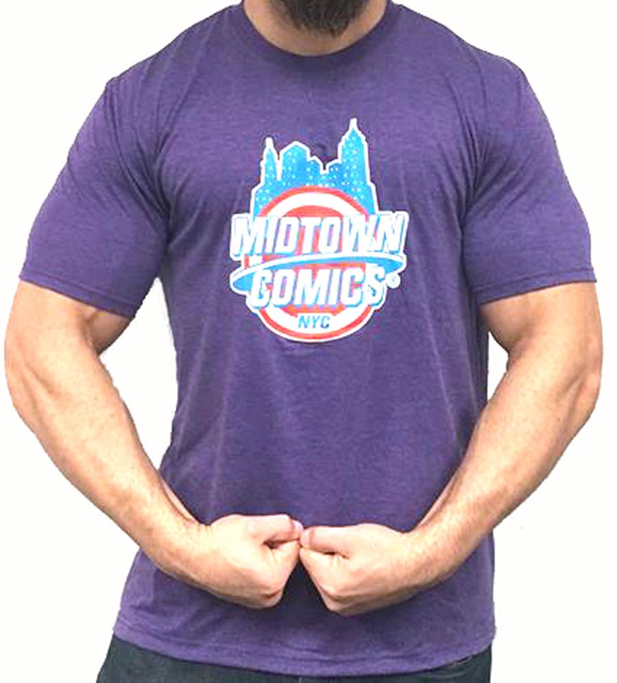 Midtown Comics Shield Logo Mens Purple T-Shirt Large