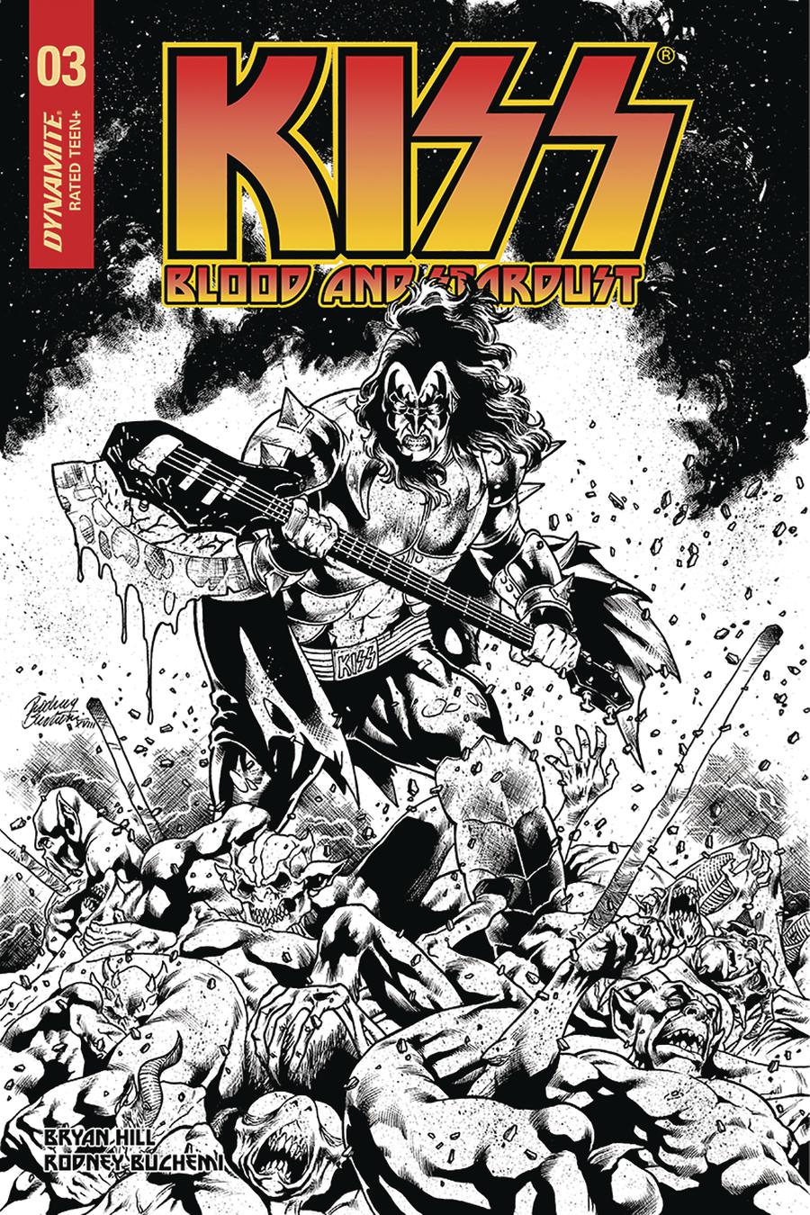 KISS Blood And Stardust #3 Cover E Incentive Rodney Buchemi Black & White Cover