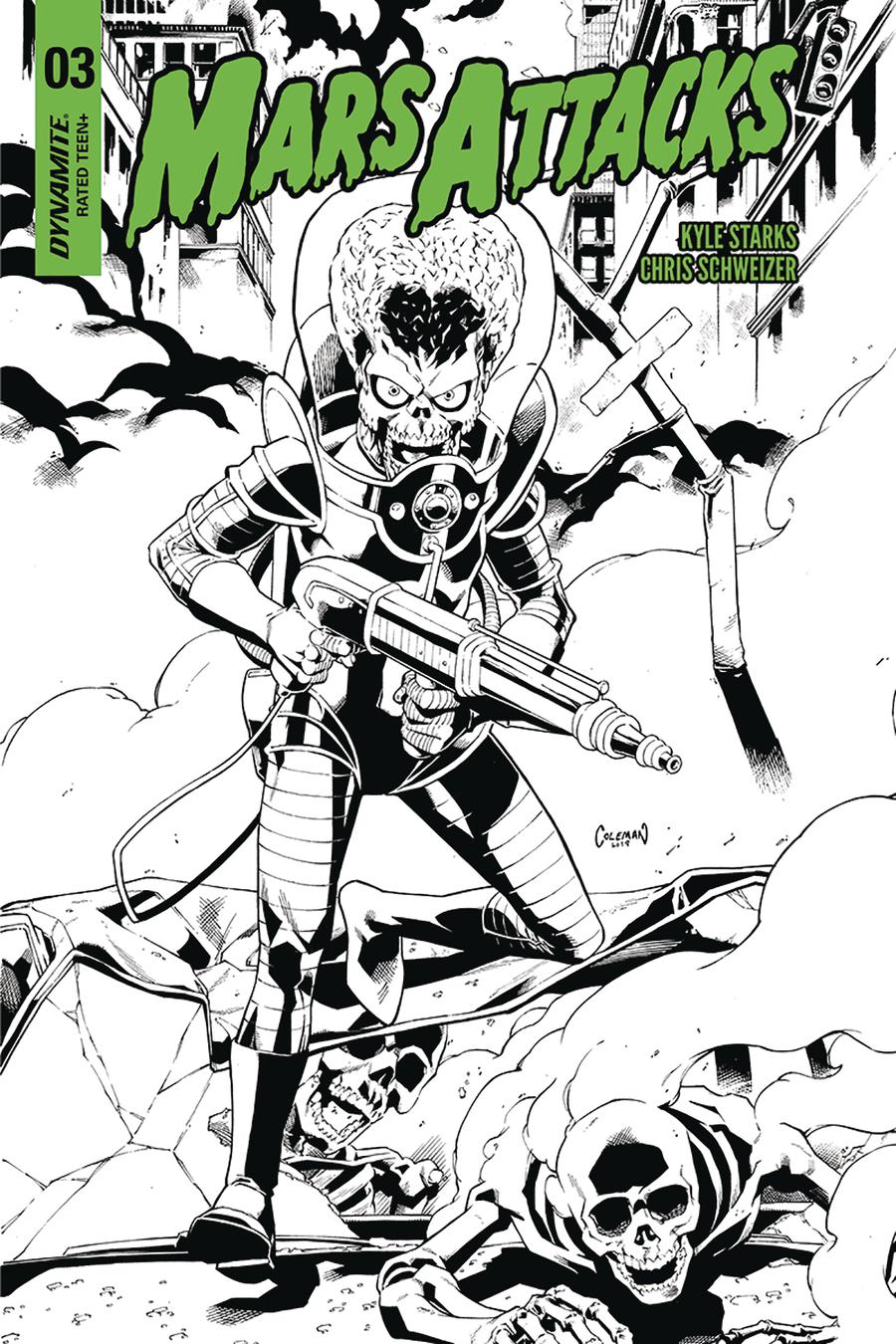 Mars Attacks Vol 4 #3 Cover G Incentive Ruairi Coleman Black & White Cover