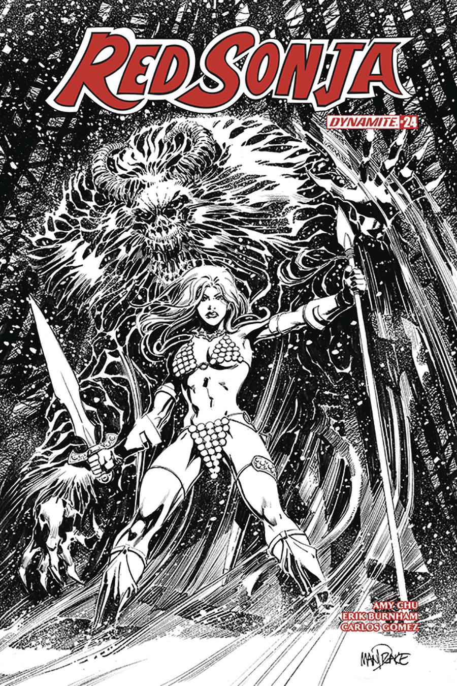 Red Sonja Vol 7 #24 Cover H Incentive Tom Mandrake Black & White Cover