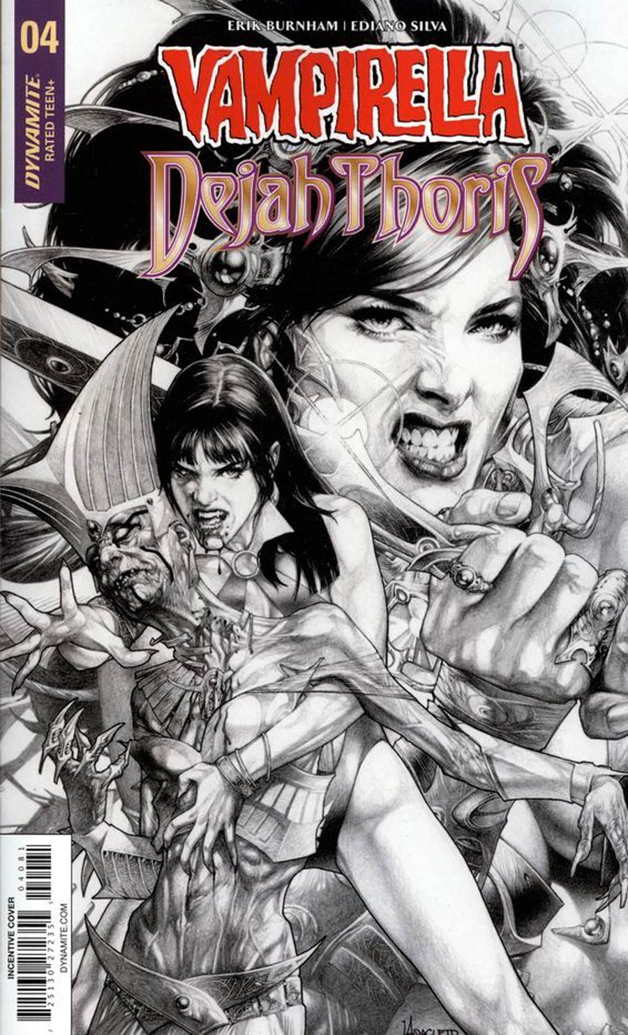 Vampirella Dejah Thoris #4 Cover H Incentive Jay Anacleto Black & White Cover