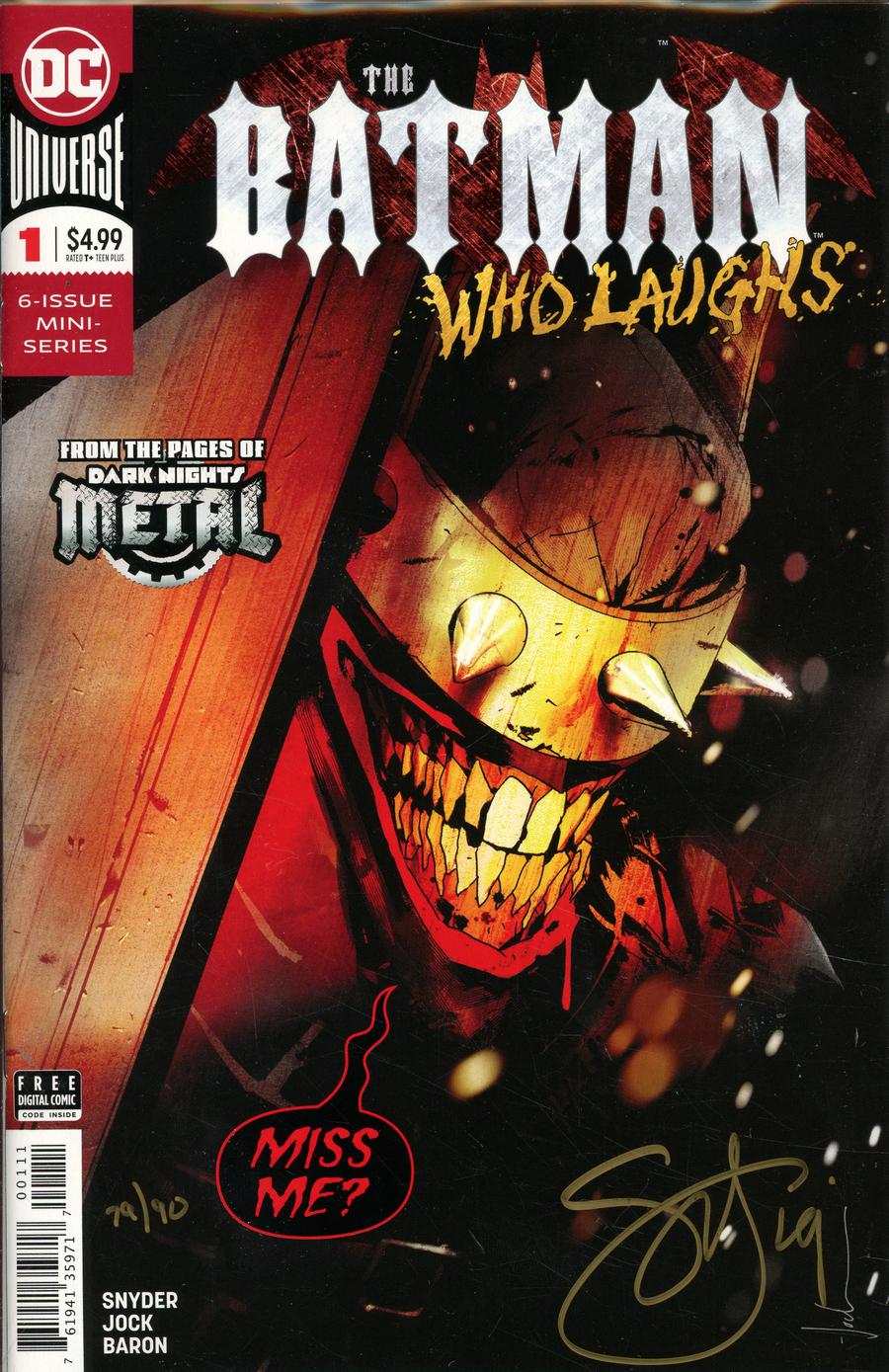 Batman Who Laughs #1 Cover E DF Gold Signature Series Signed By Scott Snyder