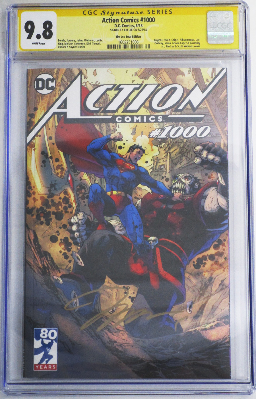 Action Comics Vol 2 #1000 Cover Z-Y Variant Jim Lee Tour Cover Signed By Jim Lee CGC 9.8