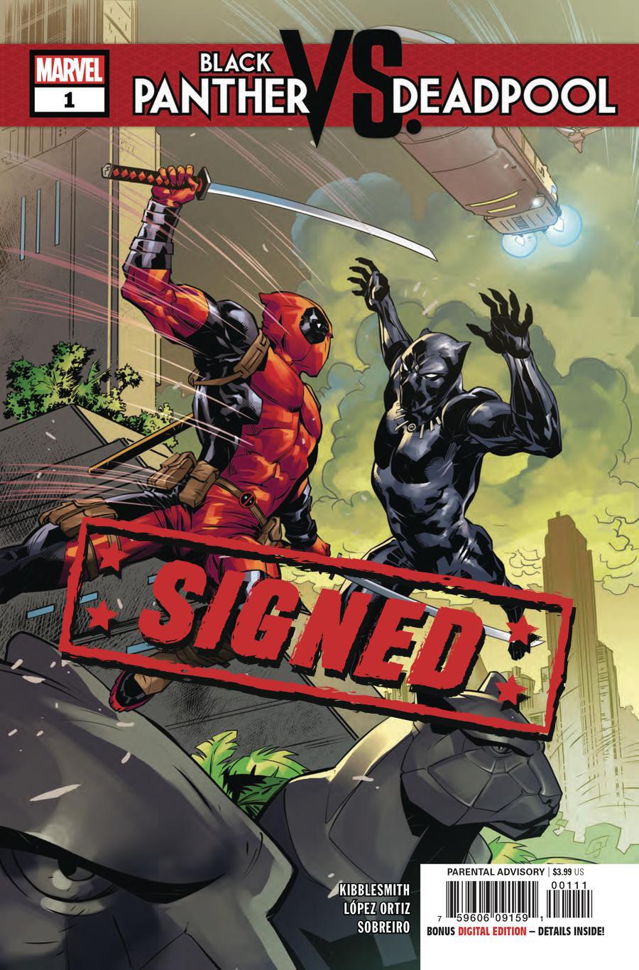 Black Panther vs Deadpool #1 Cover E Regular Ryan Benjamin Cover Signed By Ricardo Lopez Ortiz