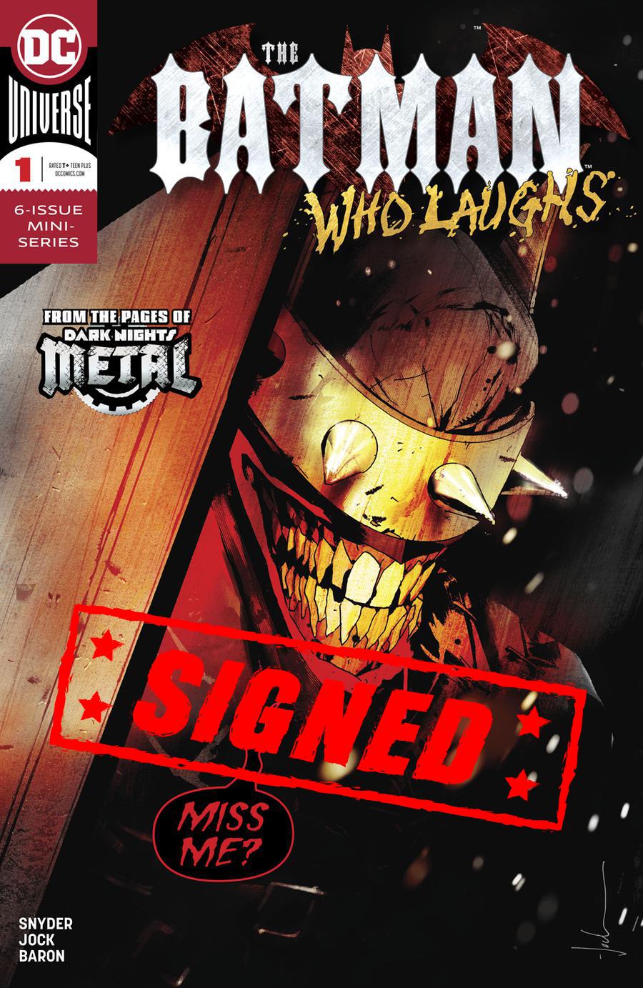 Batman Who Laughs #1 Cover K Regular Jock Cover Signed By Scott Snyder