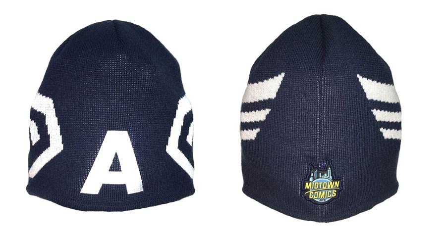 Midtown Comics Exclusive Captain America Mask A Knit Hat Oceanside Blue Powered By New Era