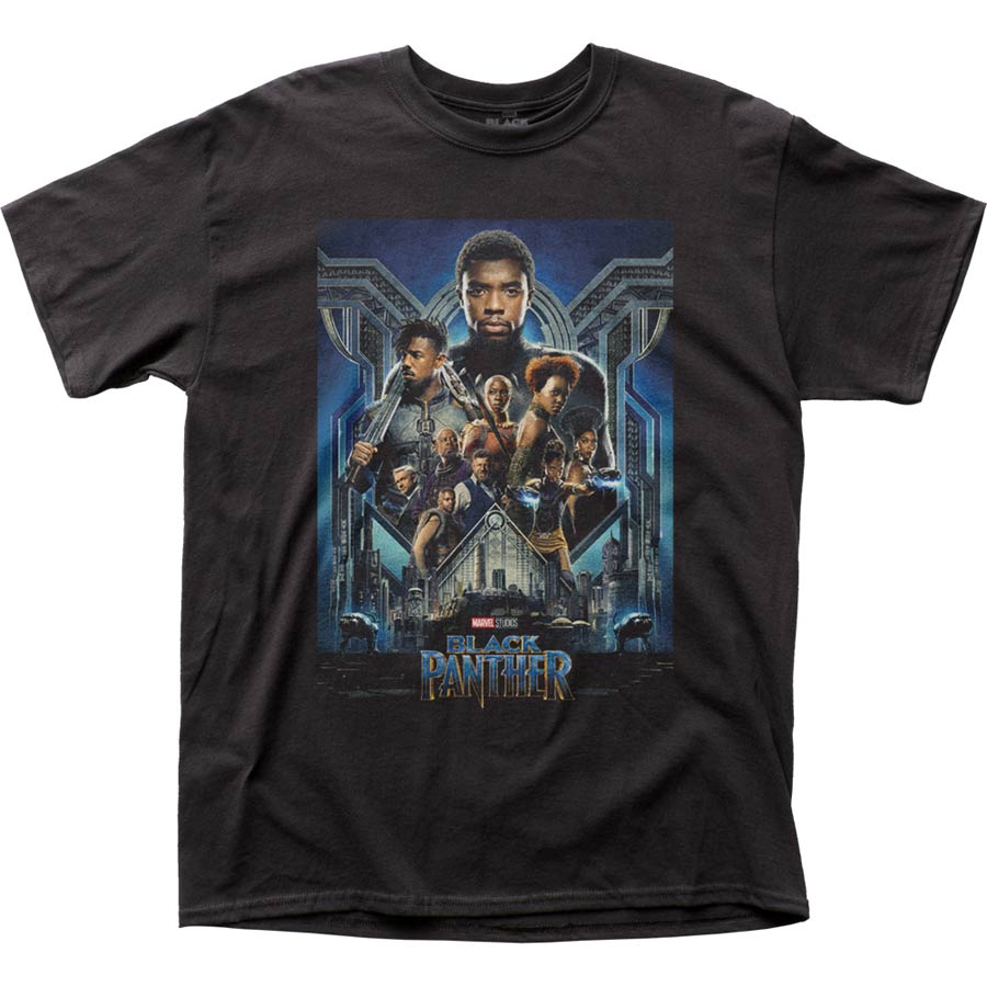 Black Panther Poster Black Mens T-Shirt Large