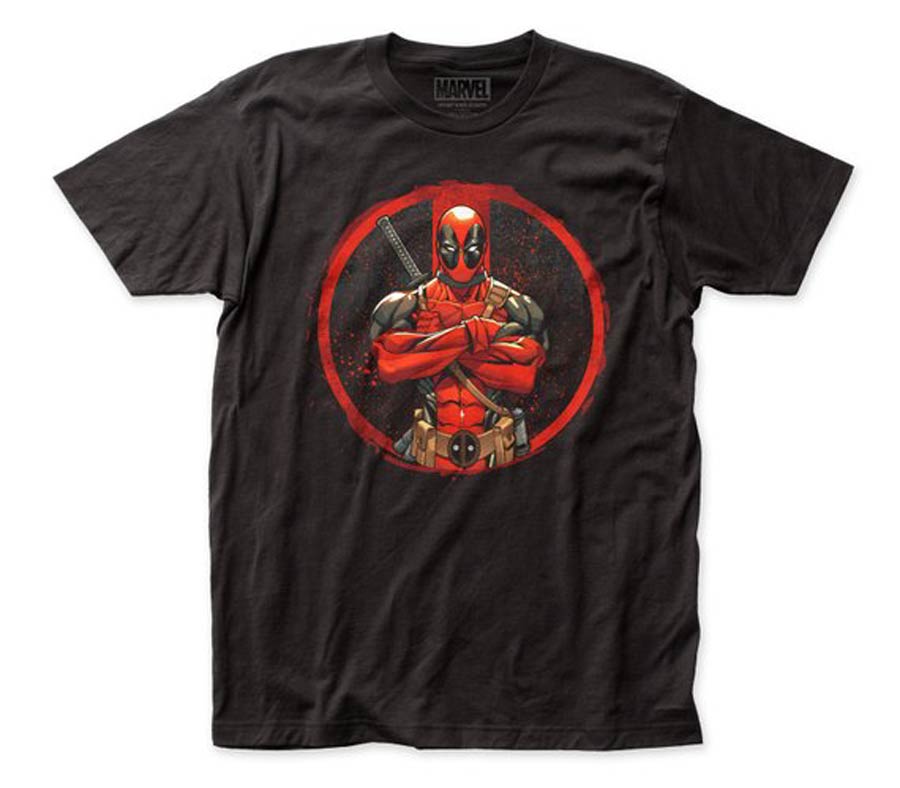 Deadpool Crossed Fitted Jersey Black T-Shirt Large