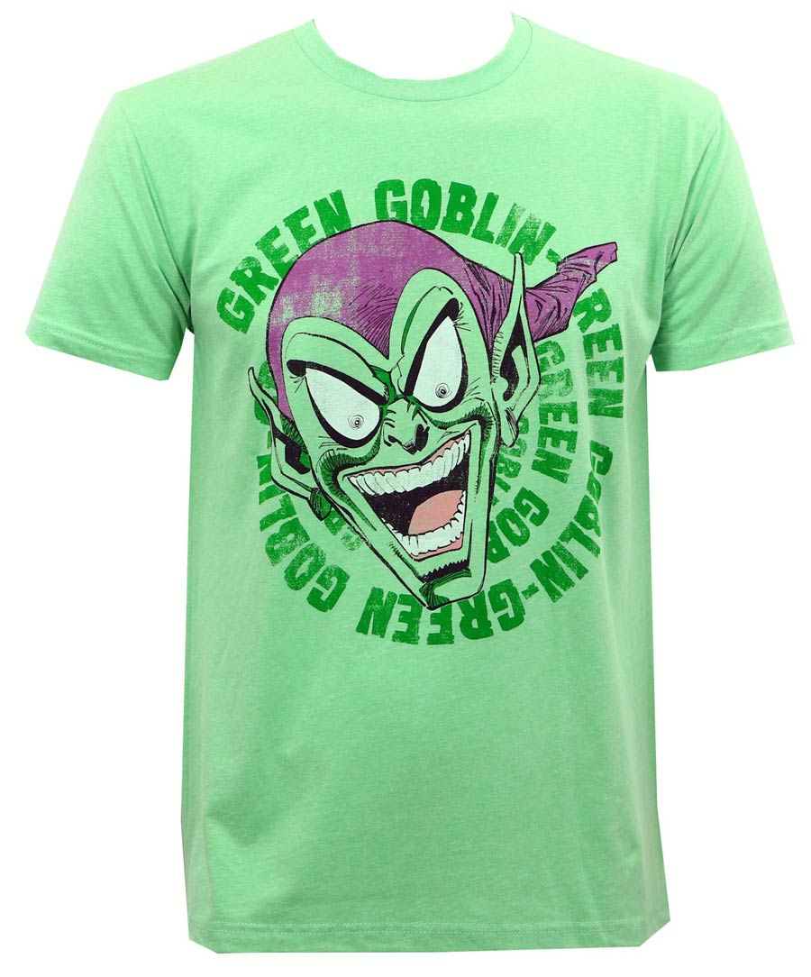 Green Goblin Laughing Fitted Jersey Apple Green T-Shirt Large