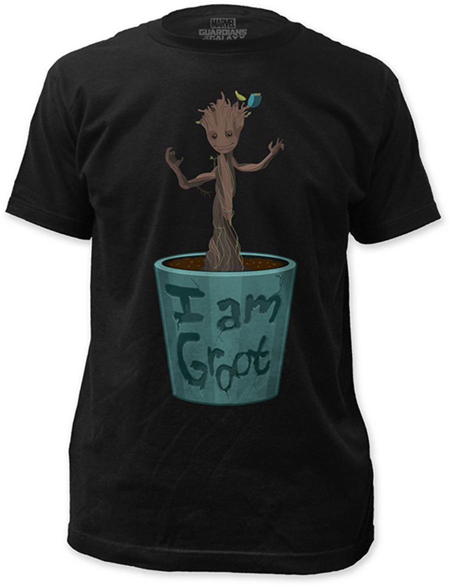Guardians Of The Galaxy Dancing Groot Fitted Jersey Black T-Shirt Large