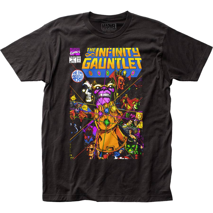 Thanos The Infinity Gauntlet Fitted Jersey Black T-Shirt Large