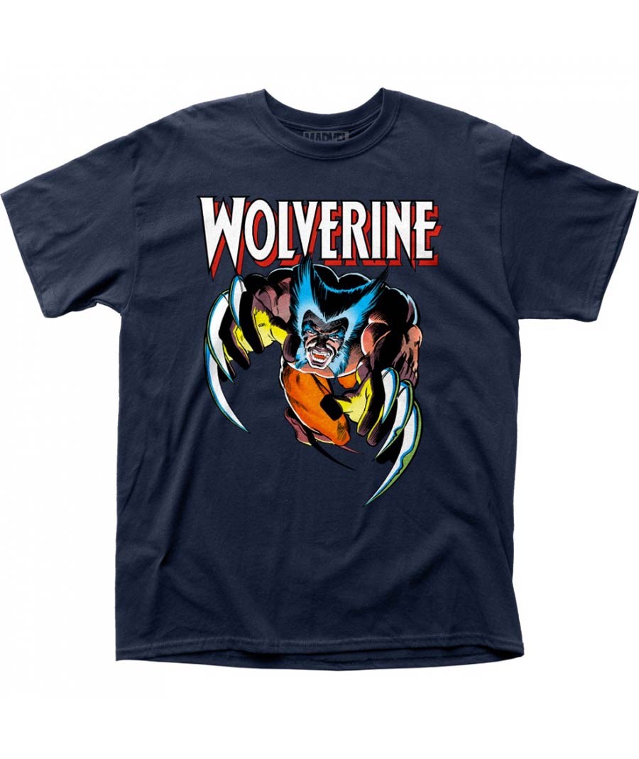 Wolverine Attack Navy Mens T-Shirt Large