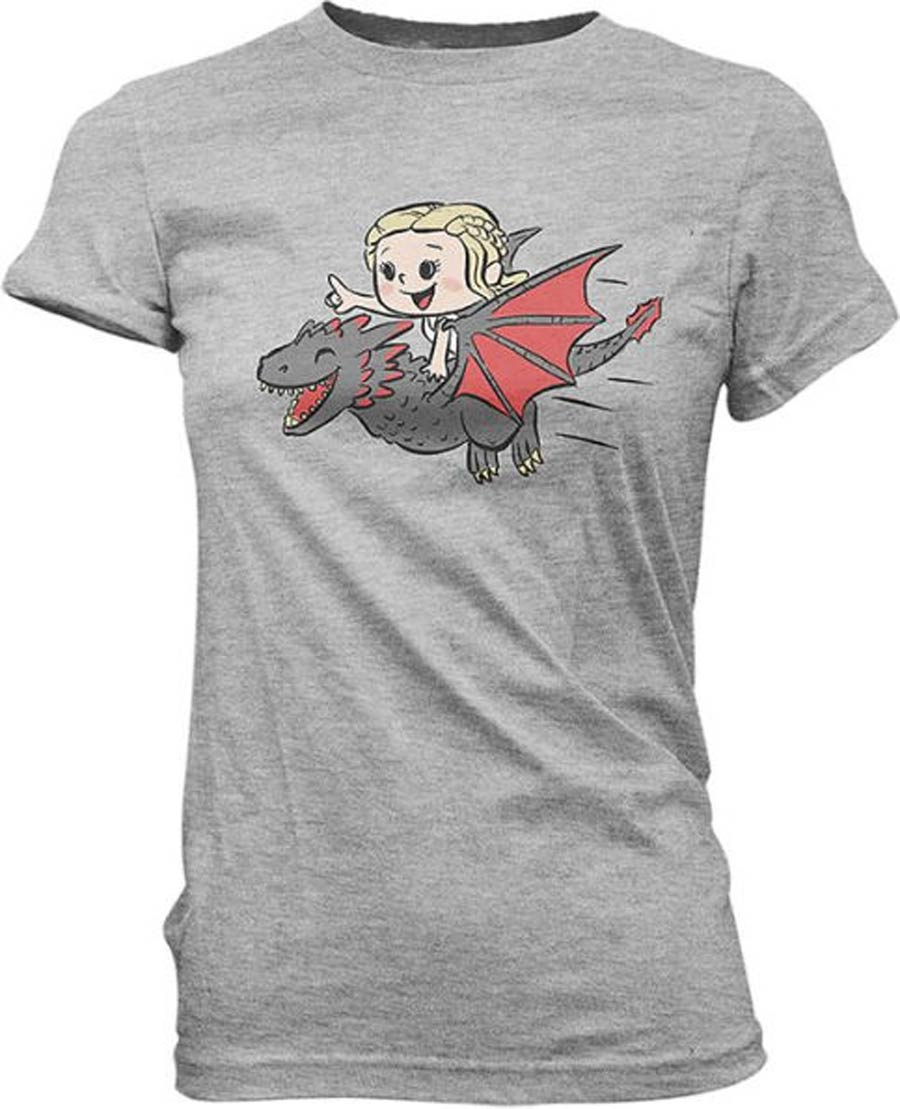 POP SuperCute Tees Game Of Thrones Daenerys Flying Dragon T-Shirt Large
