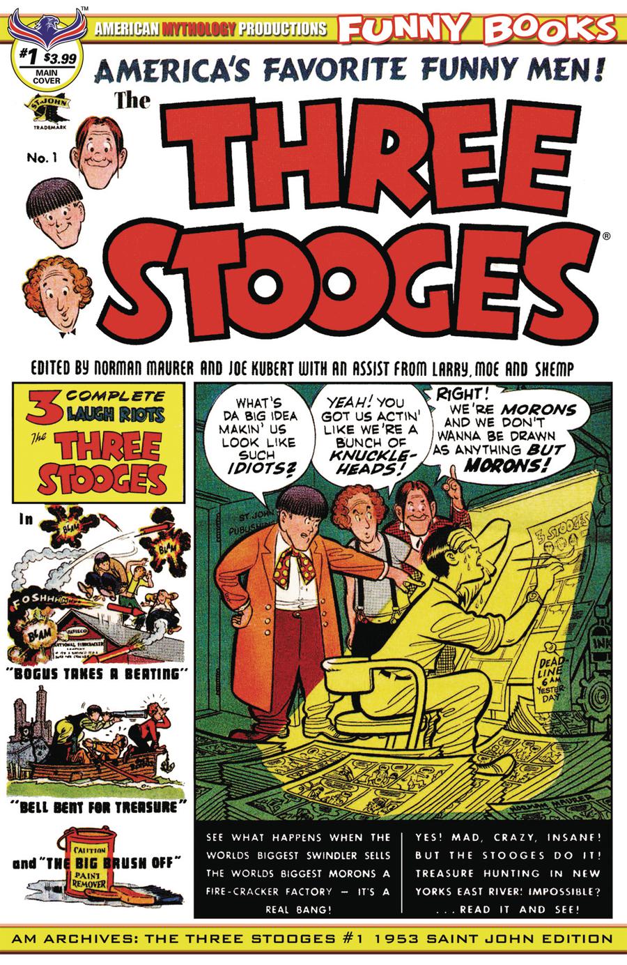 American Mythology Archives Three Stooges #1 1953 Saint John Edition Cover A Regular Joe Kubert & Norman Mauer Cover