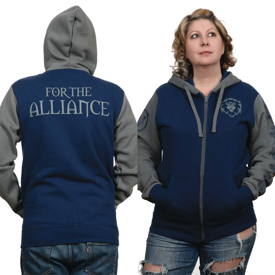 World Of Warcraft Battle For Azeroth Alliance Pride Blue Gray Hoodie X-Large