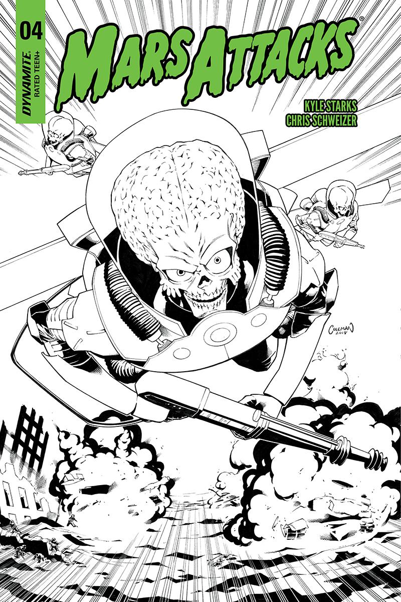 Mars Attacks Vol 4 #4 Cover G Incentive Ruairi Coleman Black & White Cover