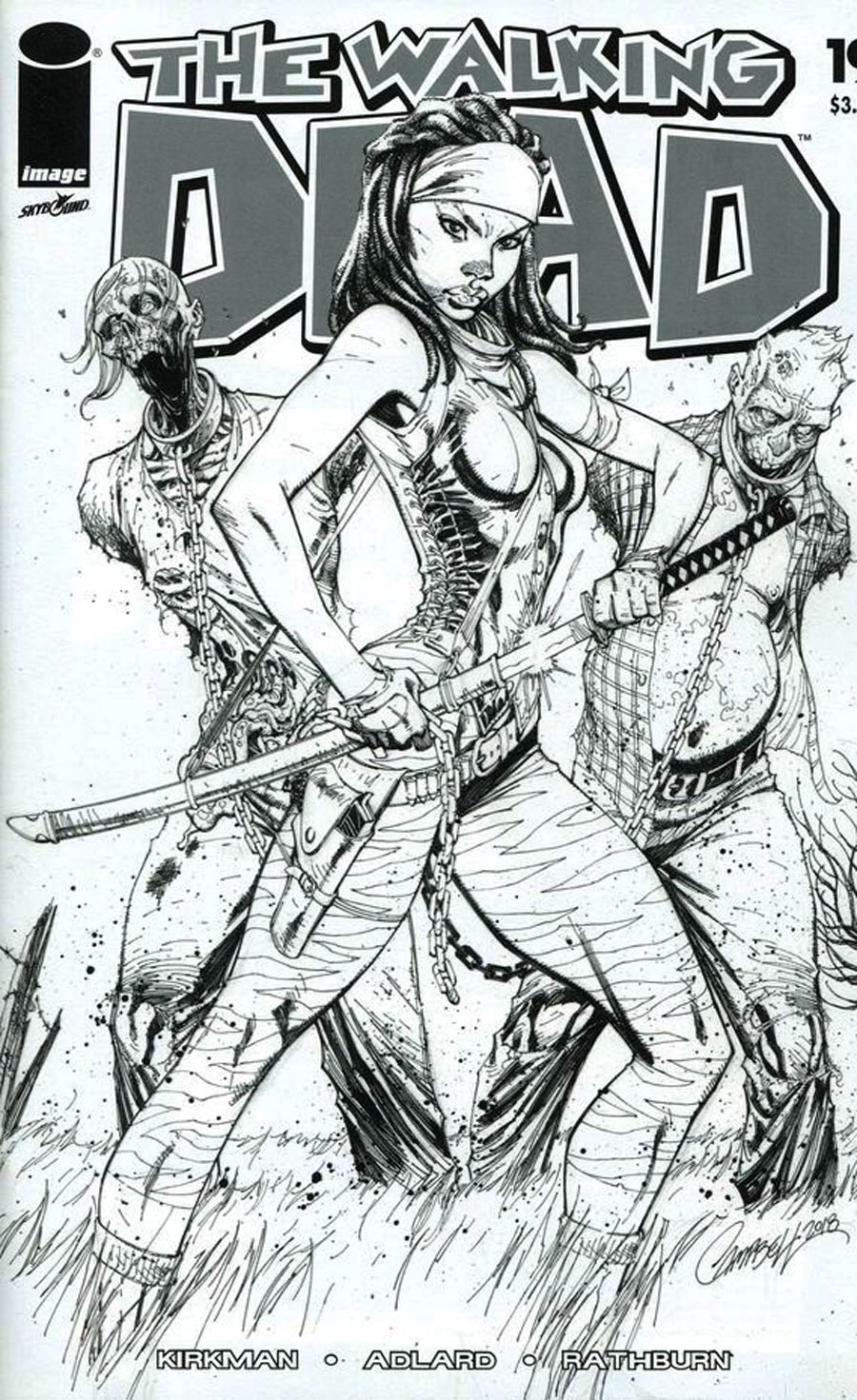 Walking Dead 15th Anniversary Blind Bag Edition #19 Cover D J Scott Campbell Black & White Cover Without Polybag