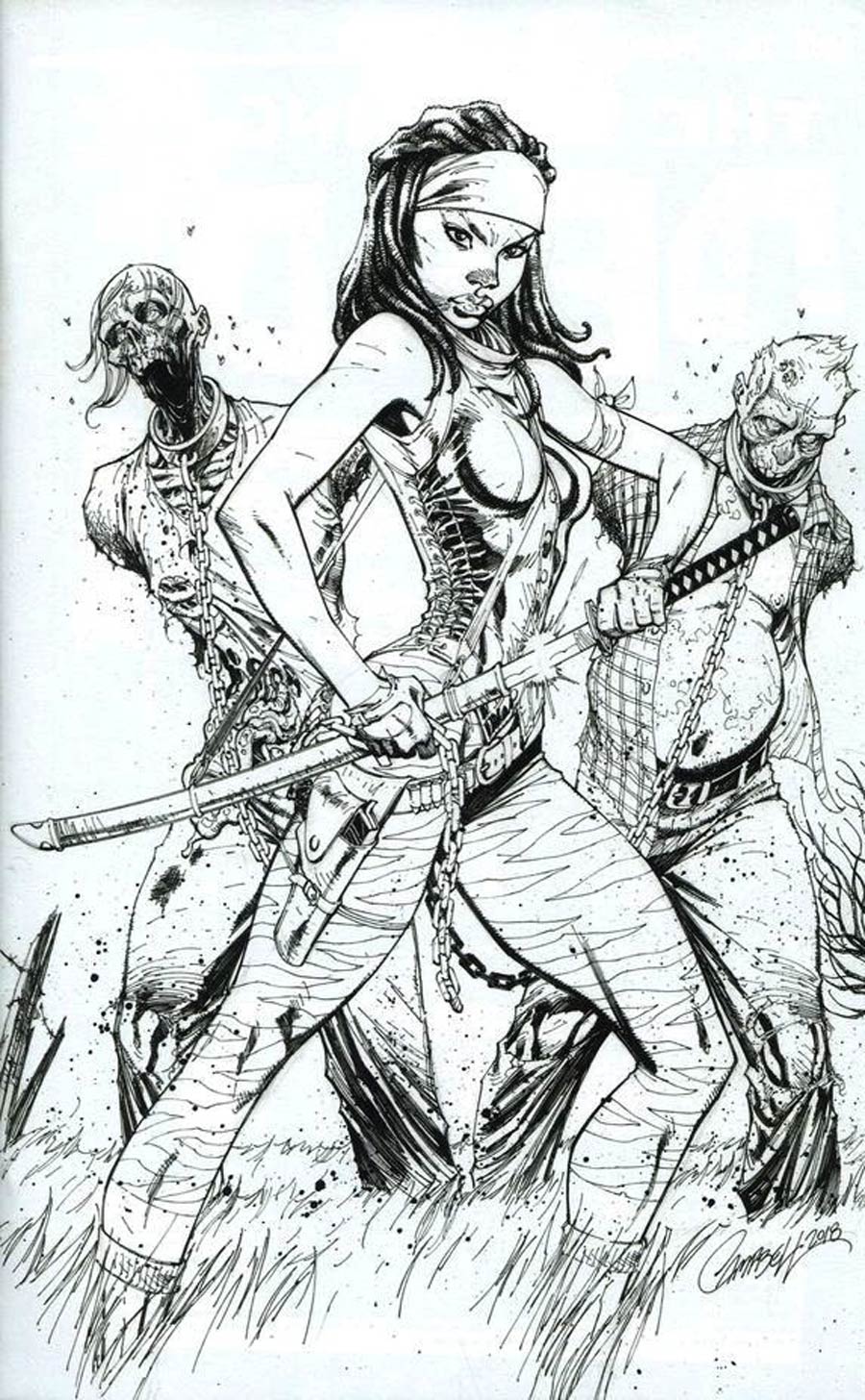 Walking Dead 15th Anniversary Blind Bag Edition #19 Cover E J Scott Campbell Black & White Virgin Cover Without Polybag