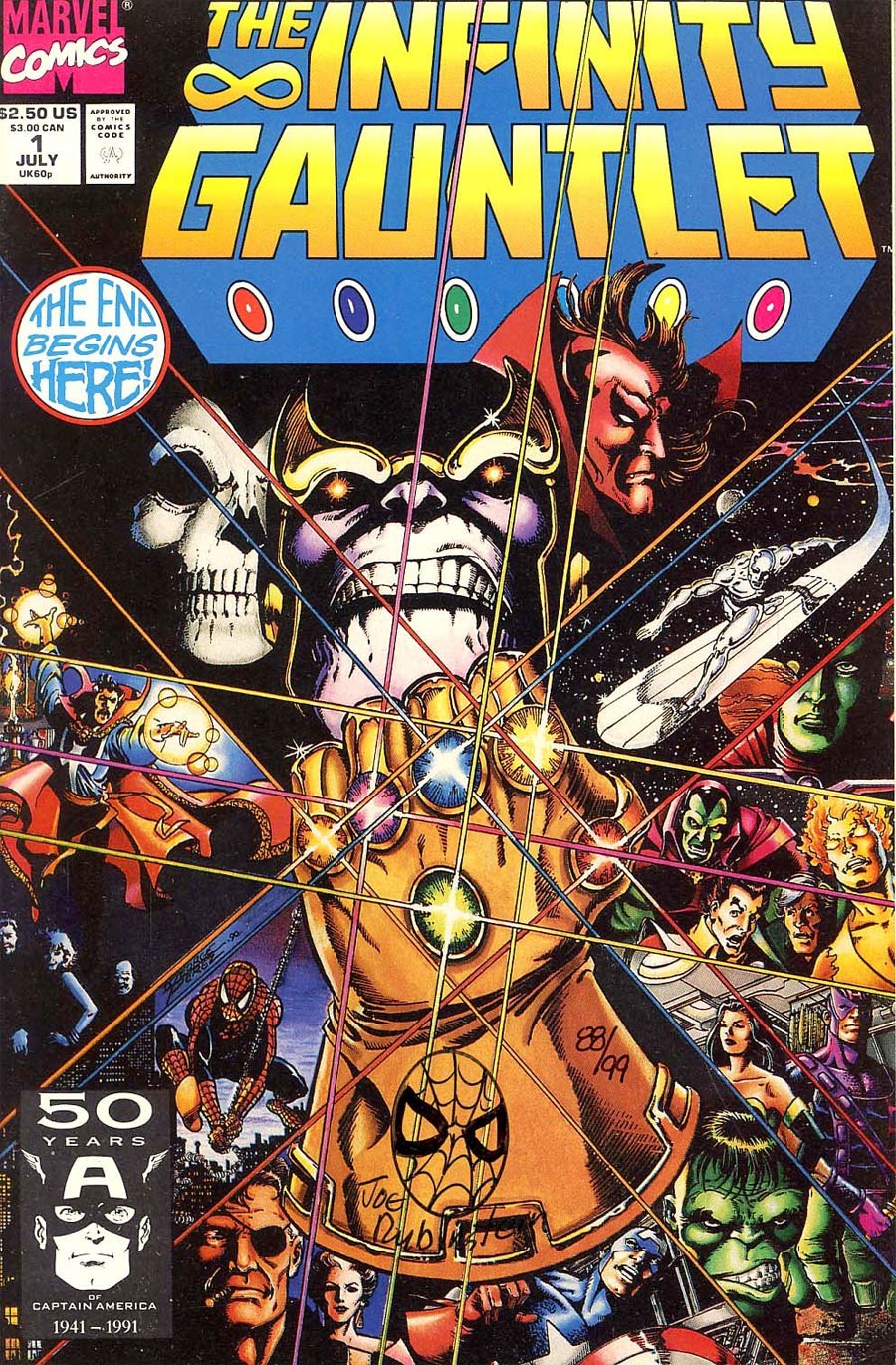 Infinity Gauntlet #1 Cover B DF Signed And Remarked By Joe Rubenstein