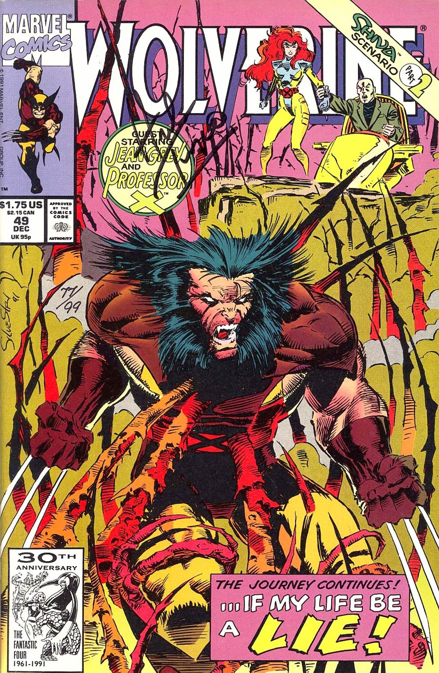 Wolverine Vol 2 #49 Cover B DF Signed by Herb Trimpe