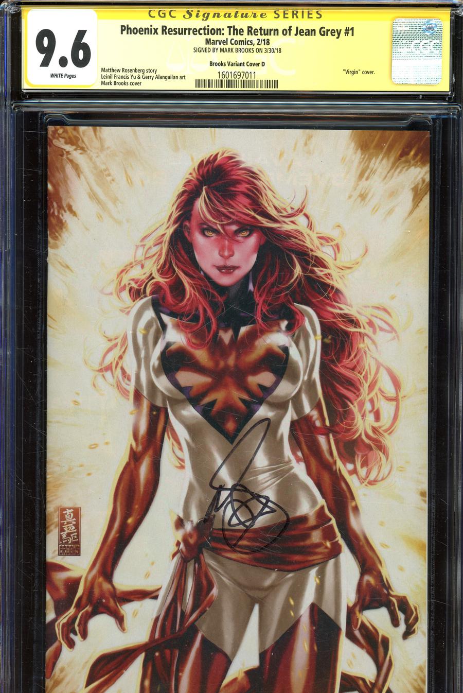 Phoenix Resurrection Return Of (Adult) Jean Grey #1 Cover W Incentive ComicSketchArt White Costume Virgin Cover Signed By Mark Brooks CGC 9.6